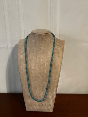 Vintage 20 Inch Southwestern Faux Turquoise Bead Necklace Silver Spacer Beads